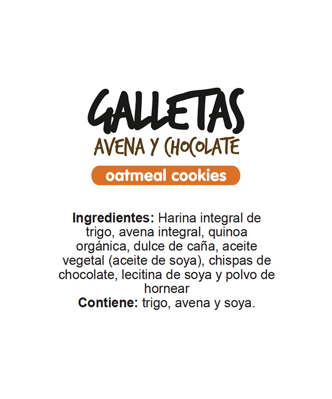 Ingredientes Galletas Avena y Chocolate