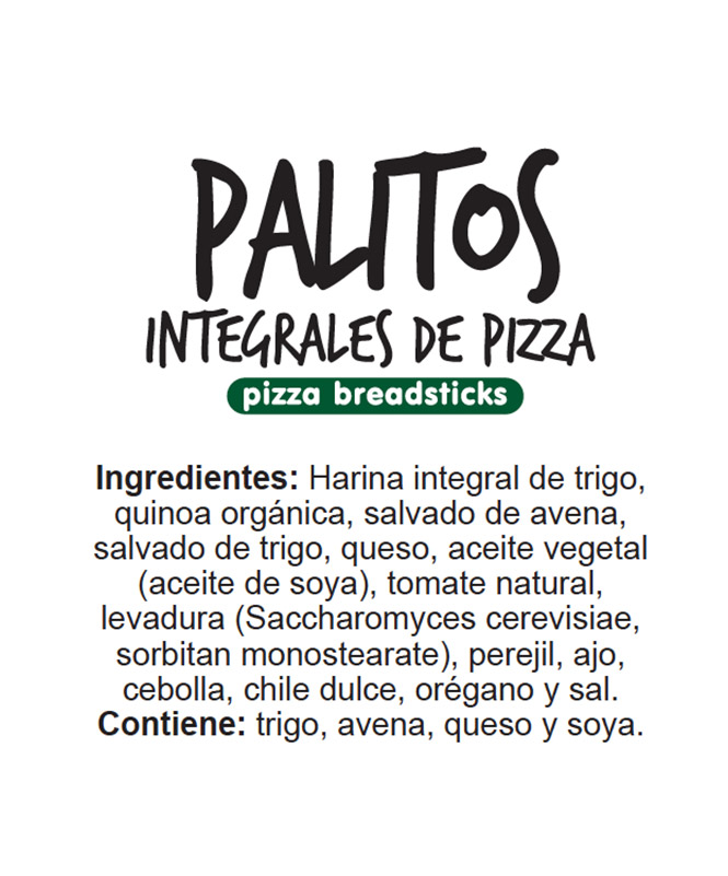 Ingredientes Palitos Integrales de Pizza