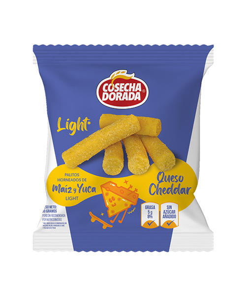 PALITOS HORNEADOS DE MAÍZ Y YUCA LIGHT- QUESO CHEDDAR